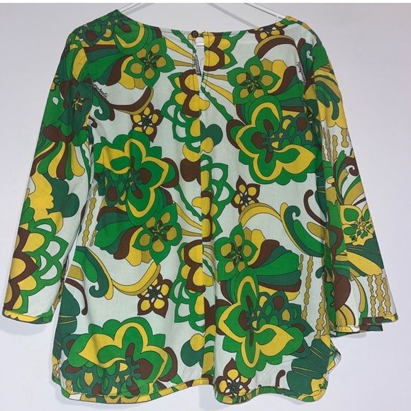 Women's Manuheali'i blouse green brown and yellow size small - Picture 2 of 4